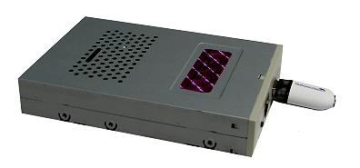 This side picture is of a typical USB Floppy unit, that is identical in shape and size and mounting holes to your original floppy disk drive.