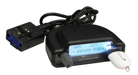 This picture is of a Barudan USB Reader. It is a product meant to replace the old Barudan readers, such as the ALPHA BETA or Richpeace or FMC or FMC-II. This product allows you to transfer data from your USB stick directly into an embroidery machine, of which this barudan model shown is only one of many we support.