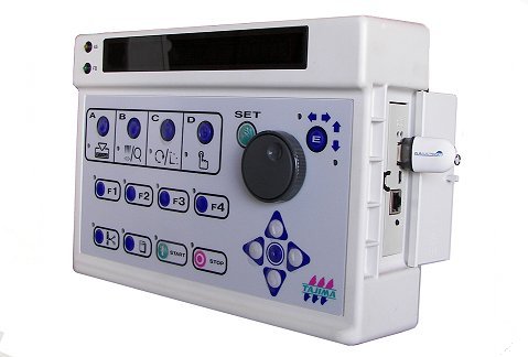 A picture of the control panel on a Tajima TMFX Embroidery Machine